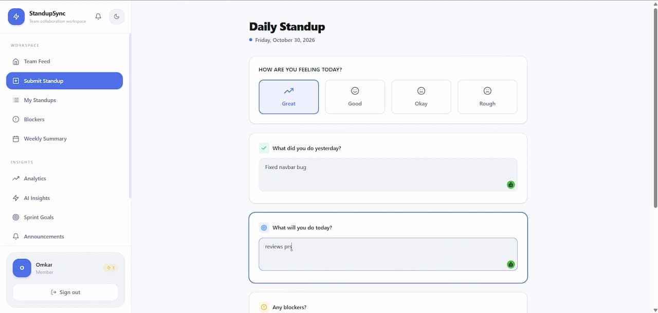 StandupSync screenshot 2